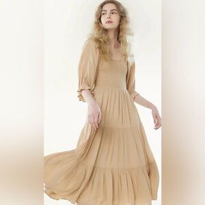 Oak+Fort Smocked Midi Dress